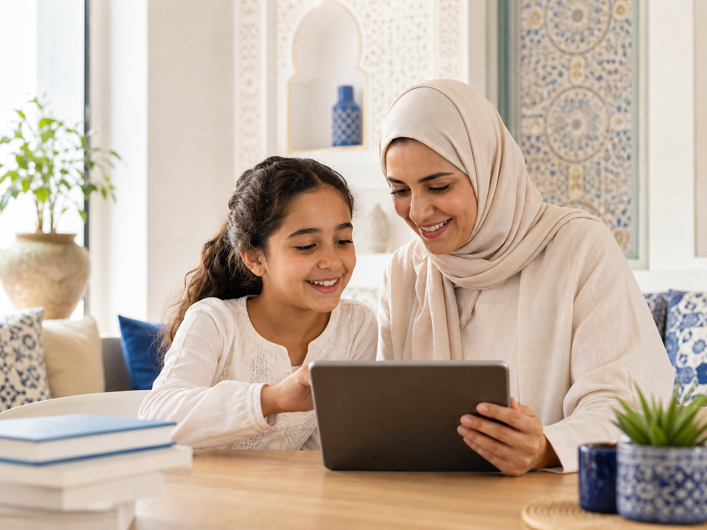 Parent accompagnant un jeune apprenant